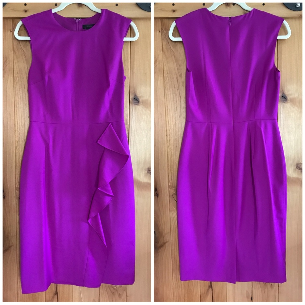 J. Crew Ruffle Sheath Dress - Bright Plum - 2